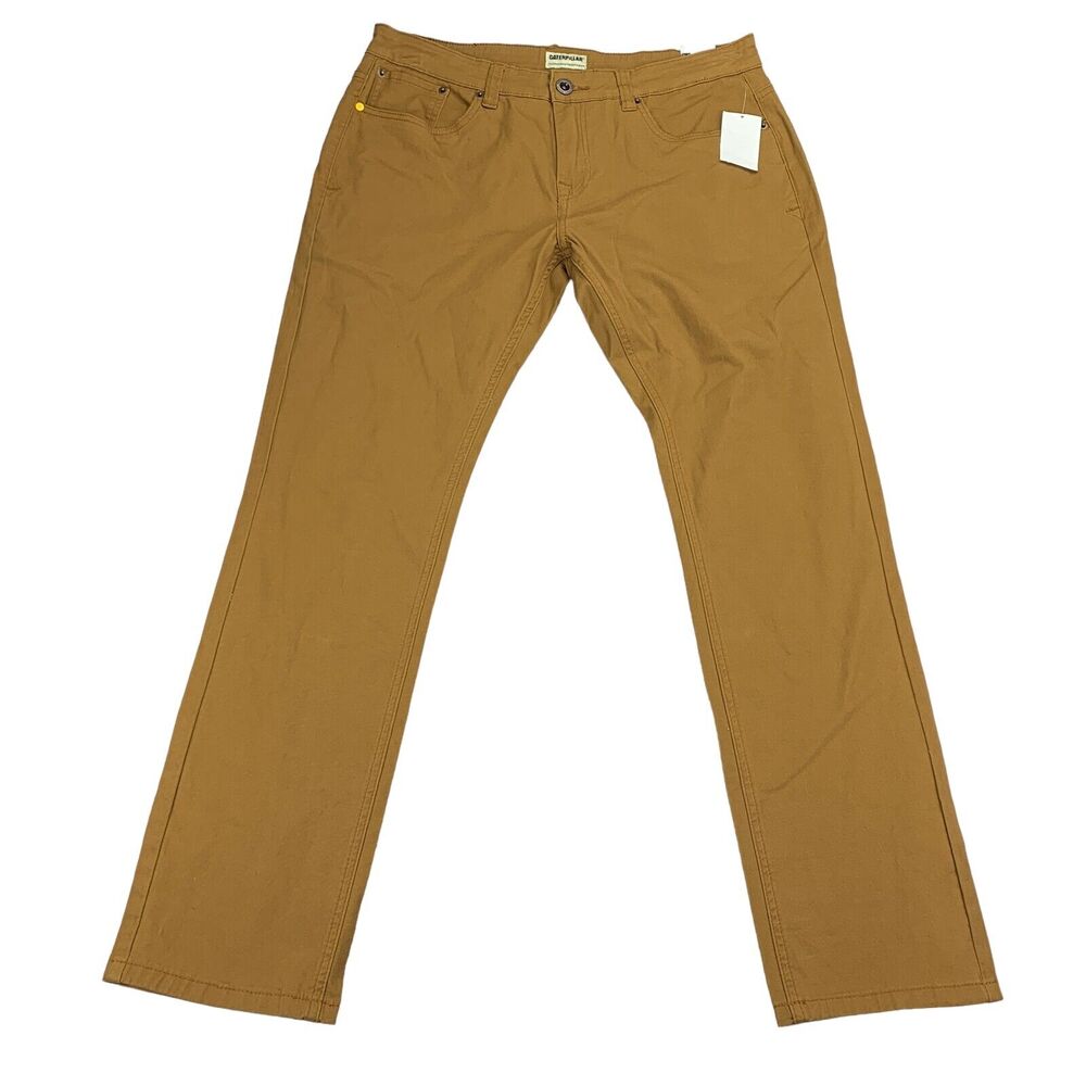 Caterpillar Mens CAT Ninety Eight Overdye Slim Fit Pants Khaki Brown 36x32
